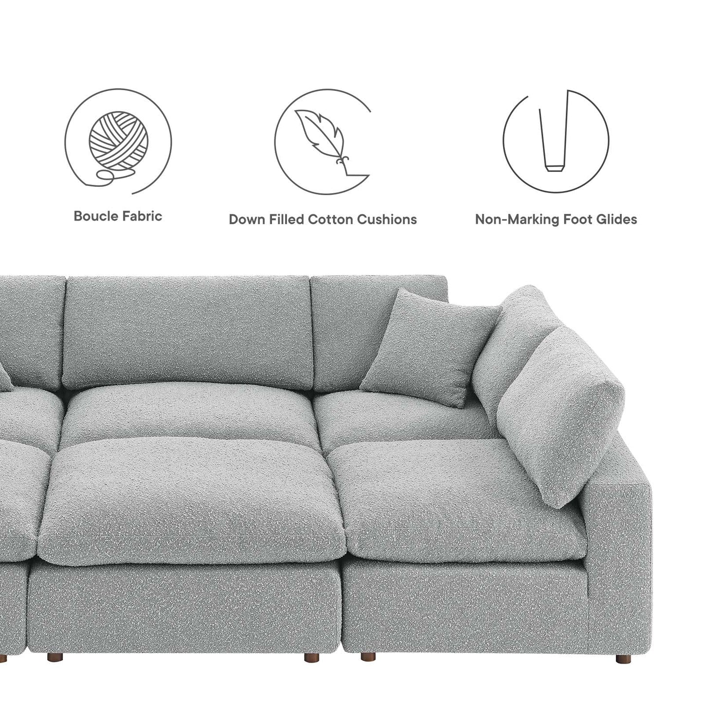 Commix Down Filled Overstuffed Boucle Fabric 6-Piece Sectional Sofa By Modway - EEI-6372 | Sectional - 13