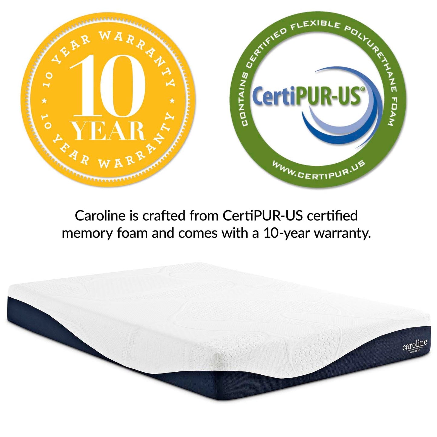 Caroline 10" Queen Memory Foam Mattress By Modway - MOD-5739 | Mattresses - 4