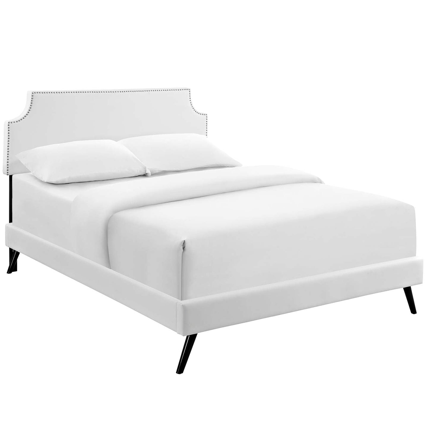 Corene King Vinyl Platform Bed With Round Splayed Legs By Modway - MOD-5948 | Beds - 2