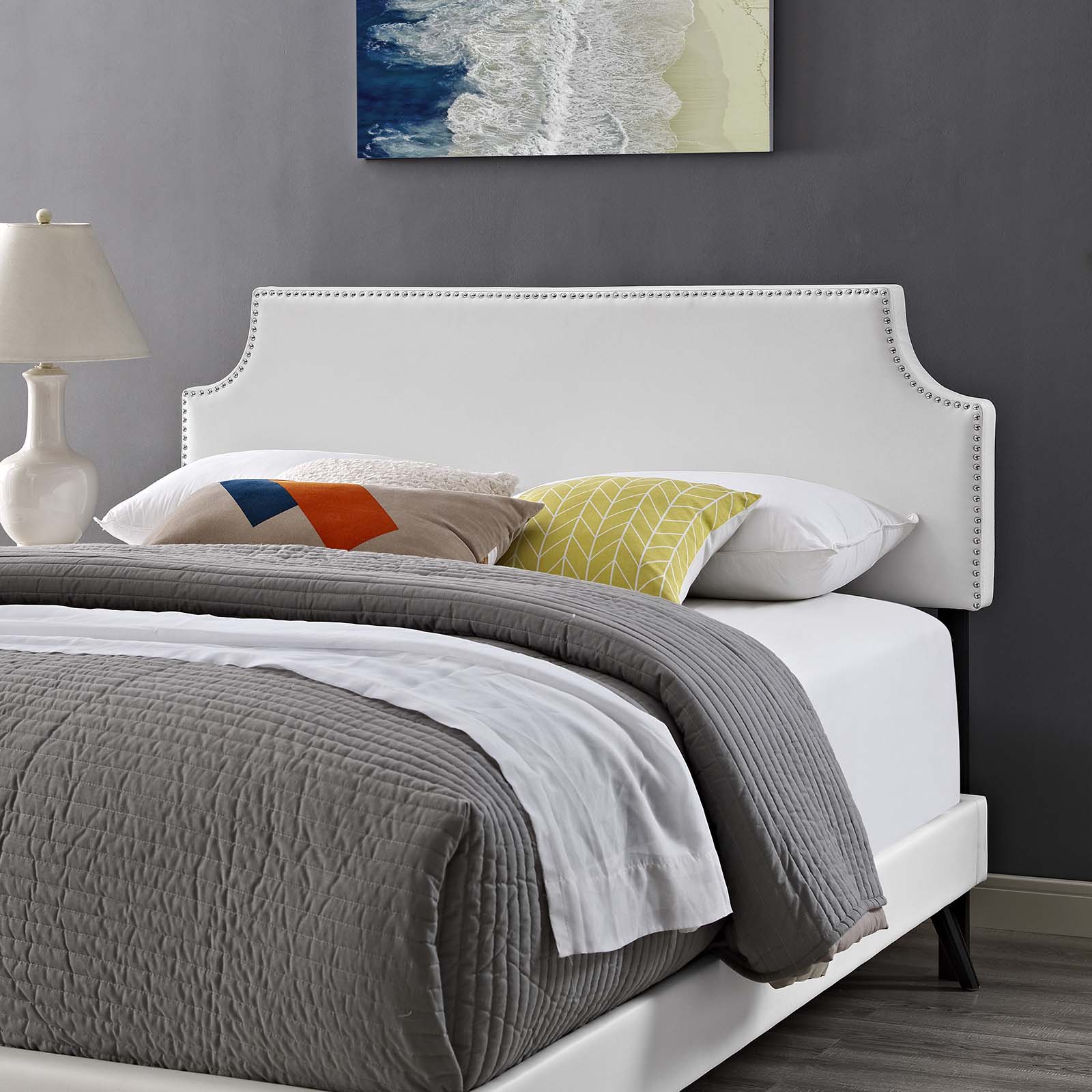 Corene King Vinyl Platform Bed With Round Splayed Legs By Modway - MOD-5948 | Beds - 4
