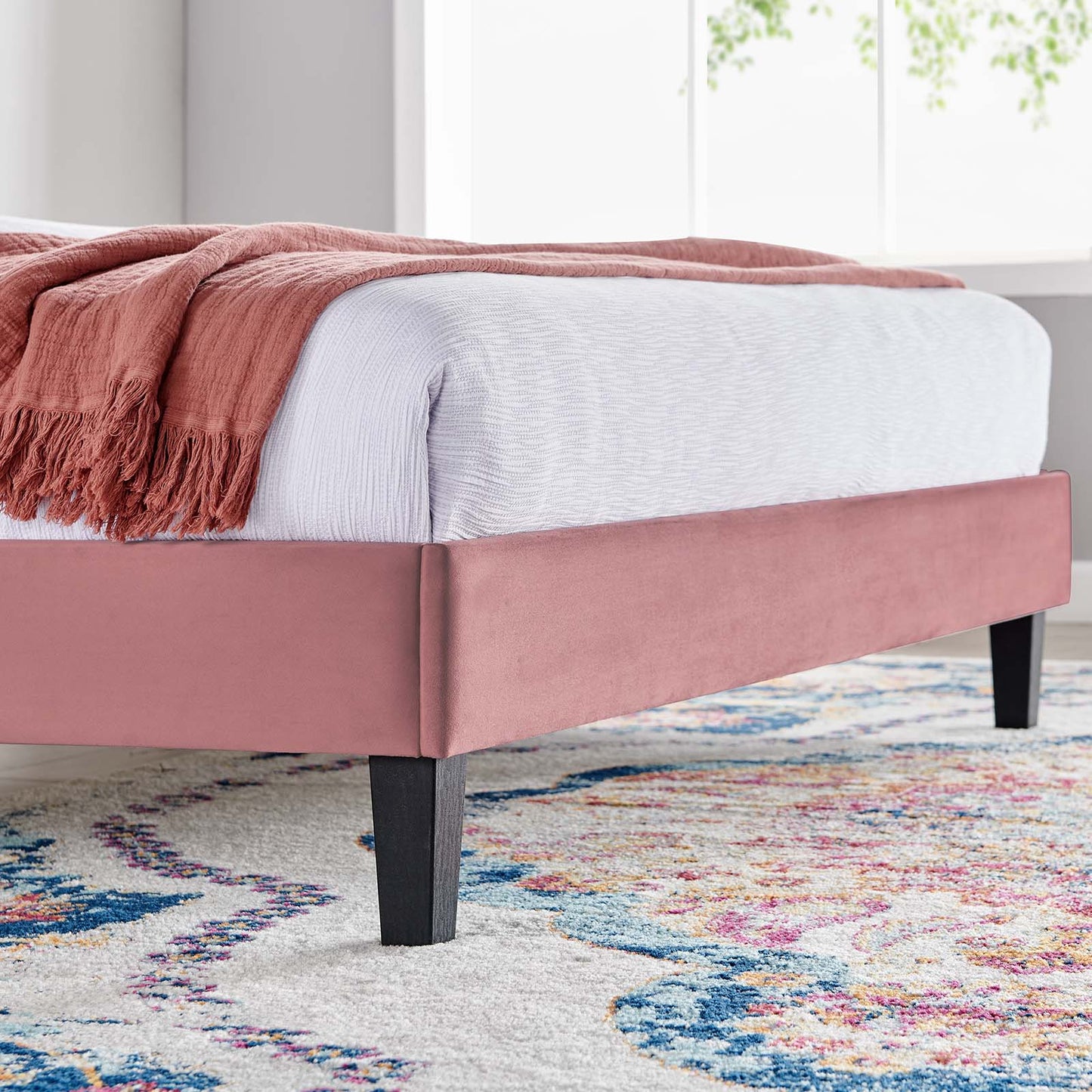 Daisy Performance Velvet Queen Platform Bed By Modway - MOD-6287-CHA | Beds |  Modishstore - 17