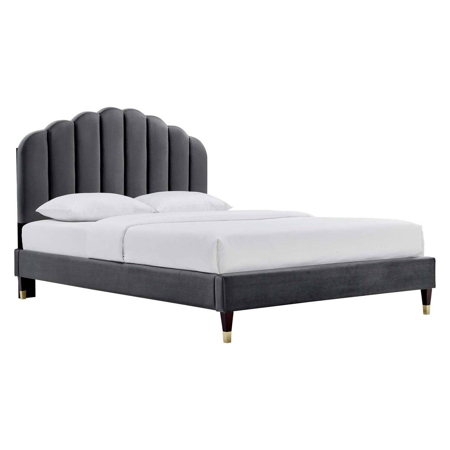 Daisy Performance Velvet Queen Platform Bed By Modway - MOD-6288-CHA | Beds |  Modishstore - 2