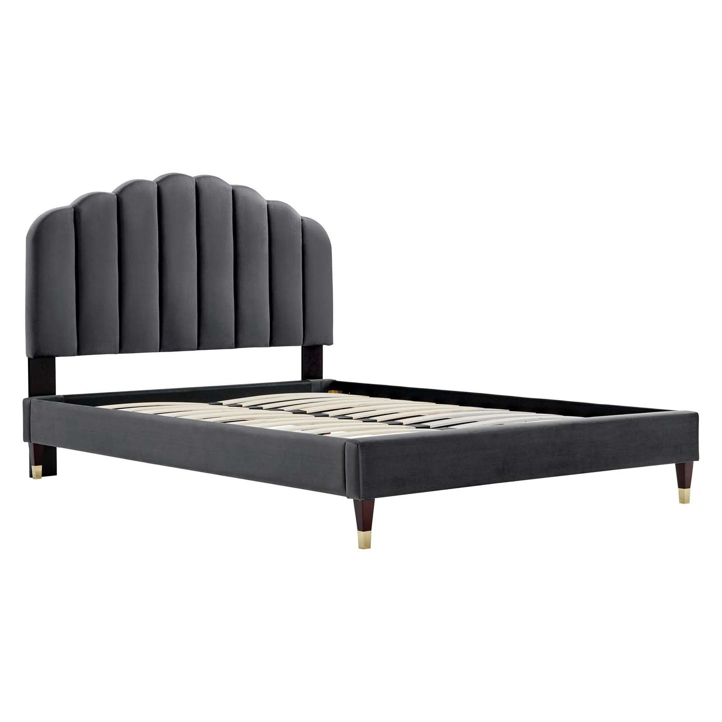 Daisy Performance Velvet Queen Platform Bed By Modway - MOD-6288-CHA | Beds |  Modishstore - 3
