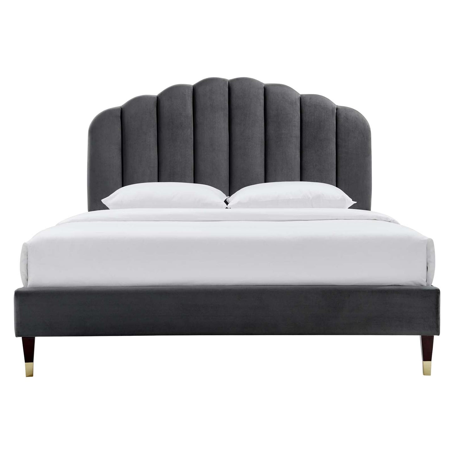 Daisy Performance Velvet Queen Platform Bed By Modway - MOD-6288-CHA | Beds |  Modishstore - 5