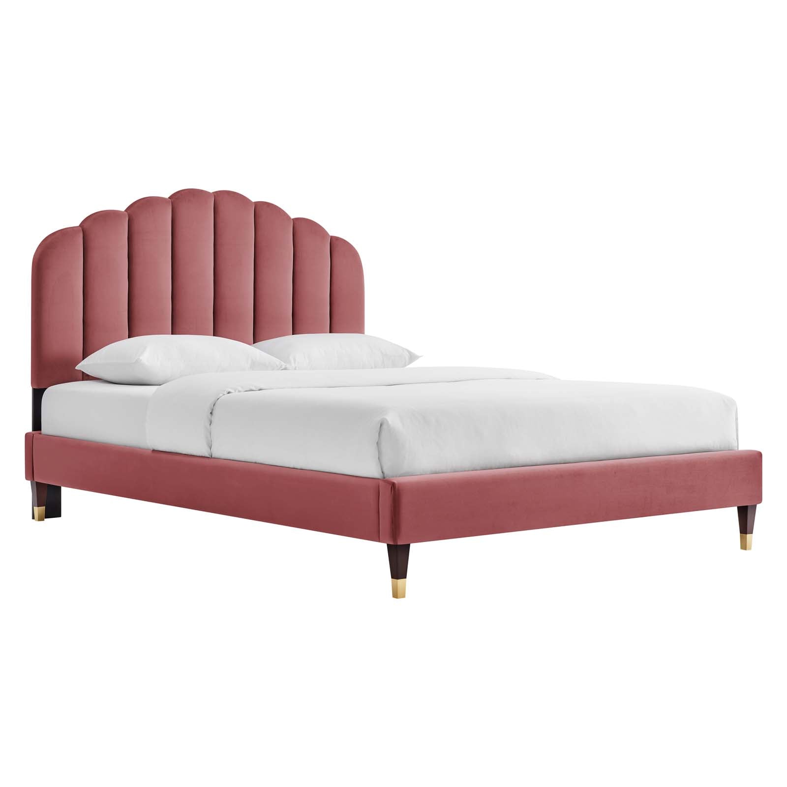 Daisy Performance Velvet Queen Platform Bed By Modway - MOD-6288-CHA | Beds |  Modishstore - 8