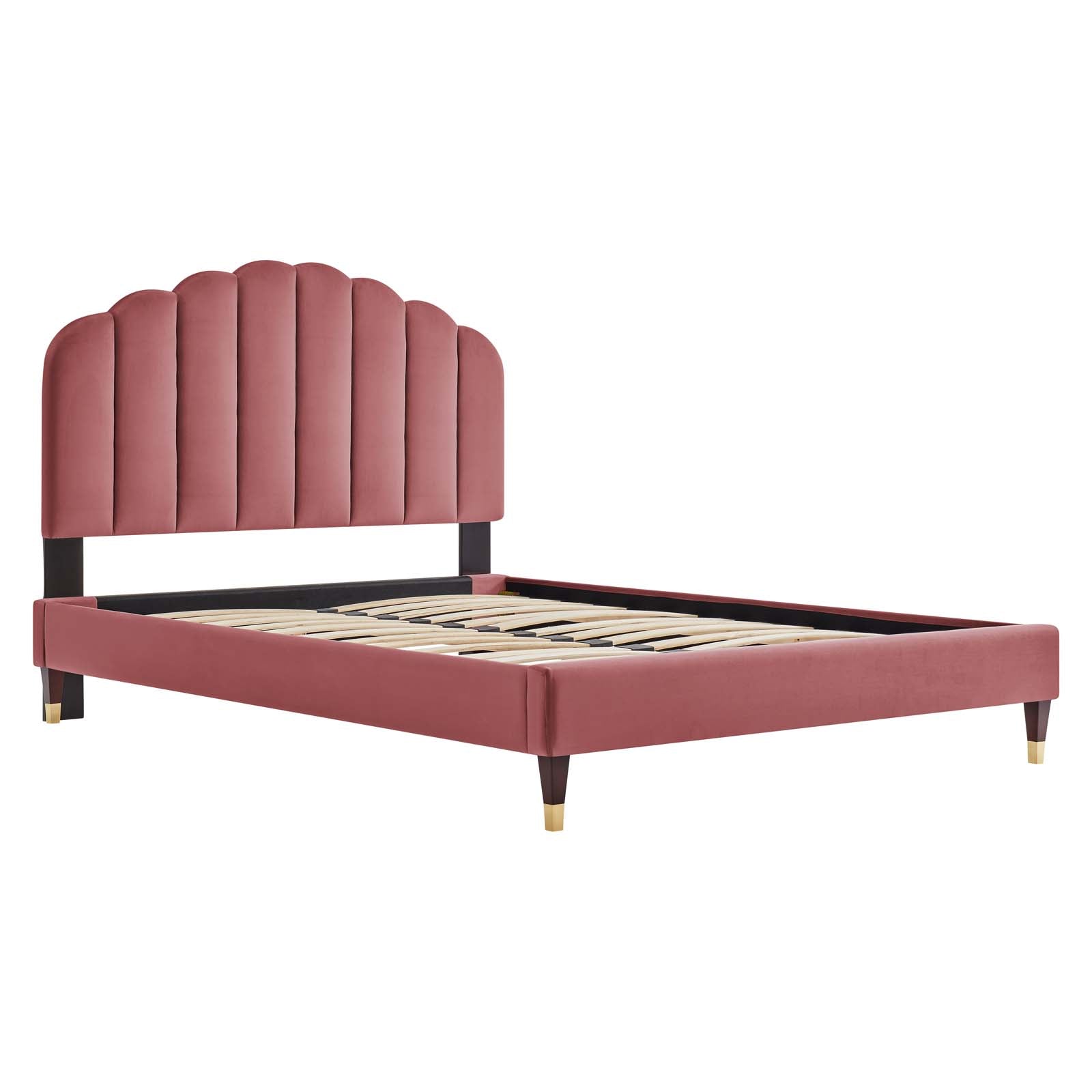 Daisy Performance Velvet Queen Platform Bed By Modway - MOD-6288-CHA | Beds |  Modishstore - 9