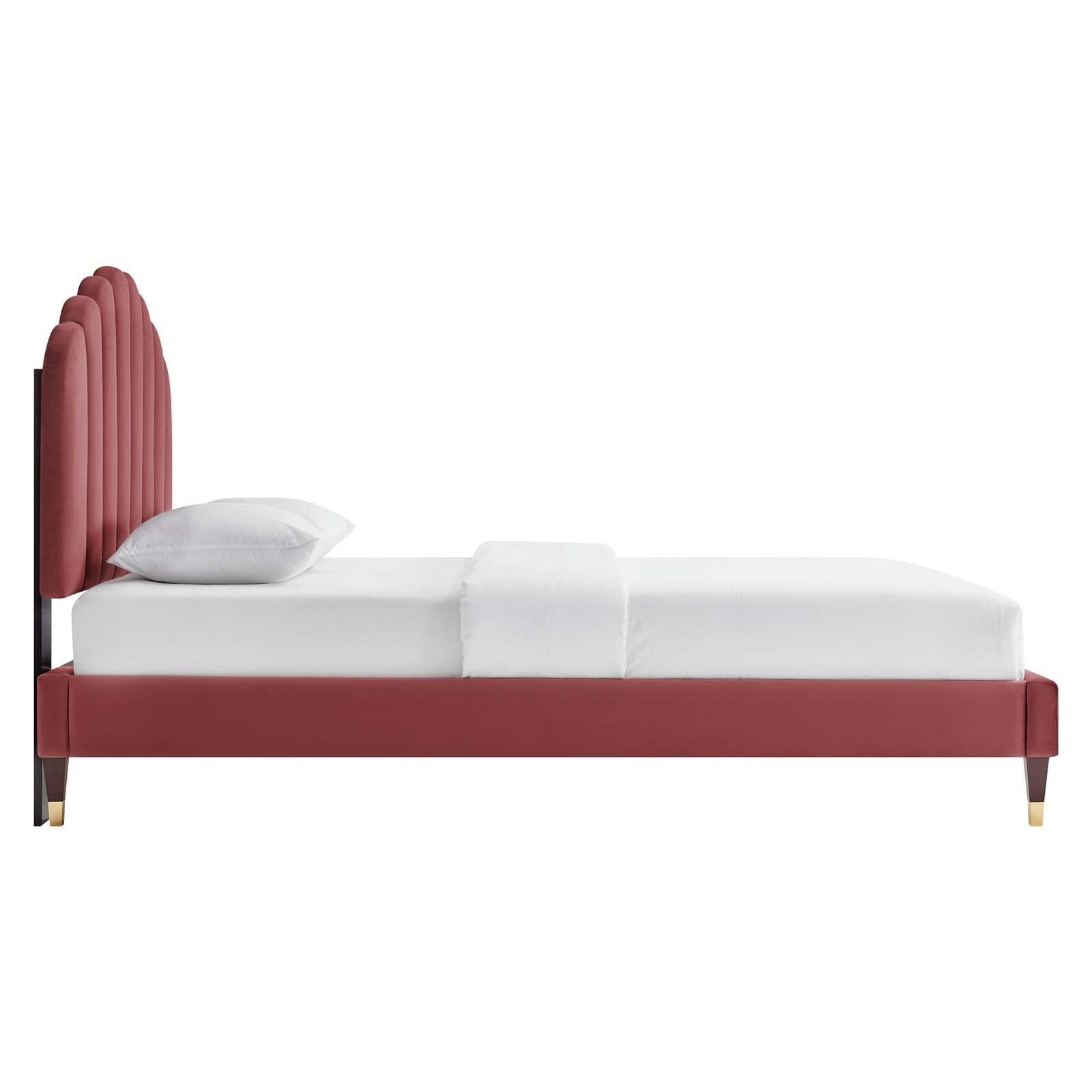 Daisy Performance Velvet Queen Platform Bed By Modway - MOD-6288-CHA | Beds |  Modishstore - 10