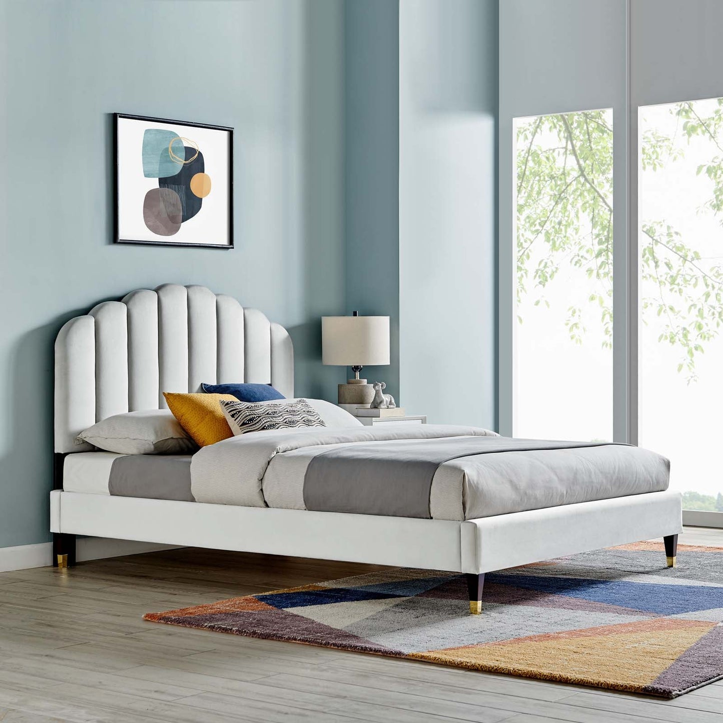Daisy Performance Velvet Queen Platform Bed By Modway - MOD-6288-CHA | Beds |  Modishstore - 19