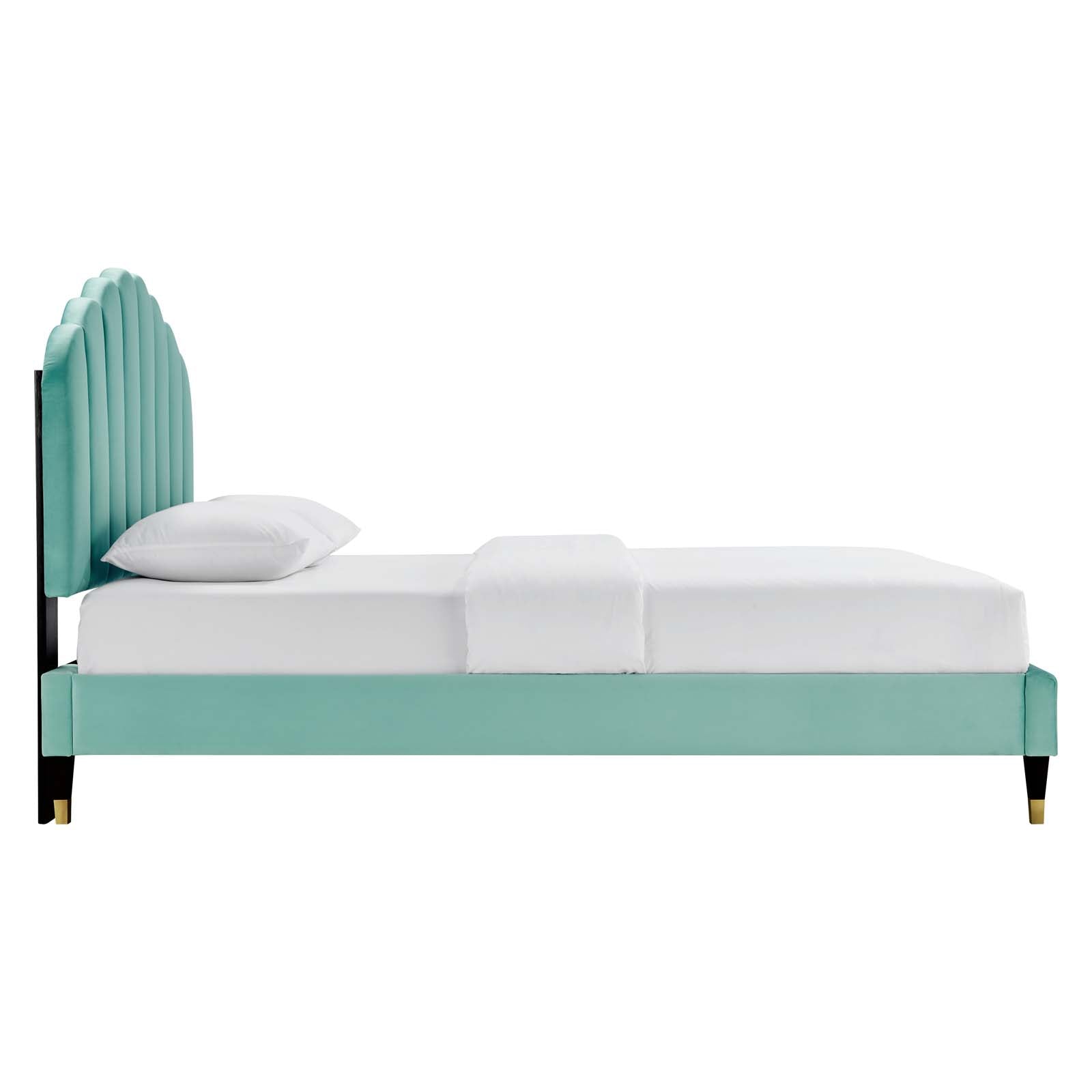 Daisy Performance Velvet Queen Platform Bed By Modway - MOD-6288-CHA | Beds |  Modishstore - 22