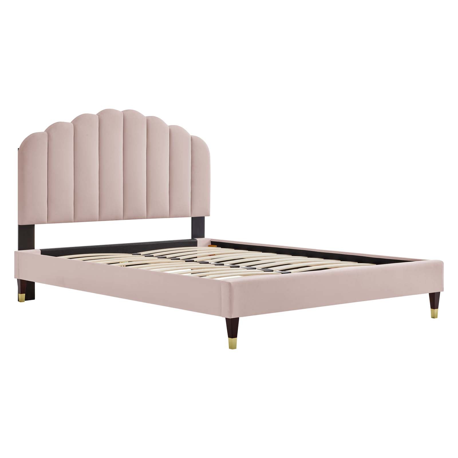 Daisy Performance Velvet Queen Platform Bed By Modway - MOD-6288-CHA | Beds |  Modishstore - 33