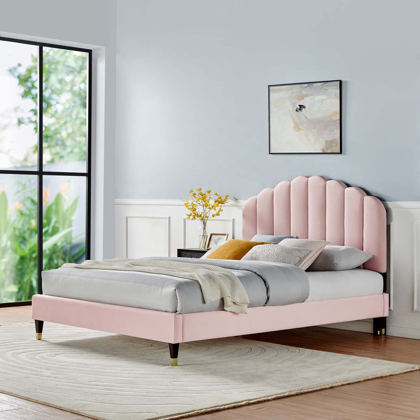 Daisy Performance Velvet Queen Platform Bed By Modway - MOD-6288-CHA | Beds |  Modishstore - 37