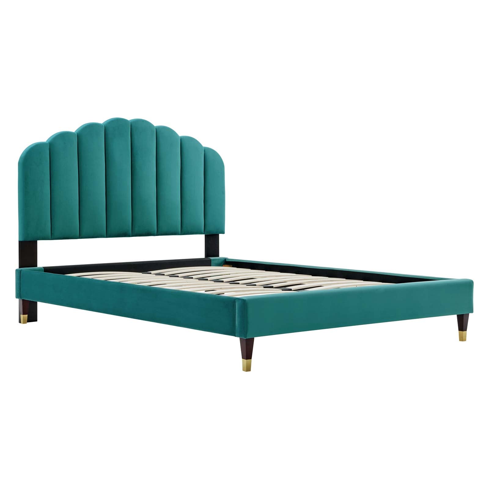 Daisy Performance Velvet Queen Platform Bed By Modway - MOD-6288-CHA | Beds |  Modishstore - 39