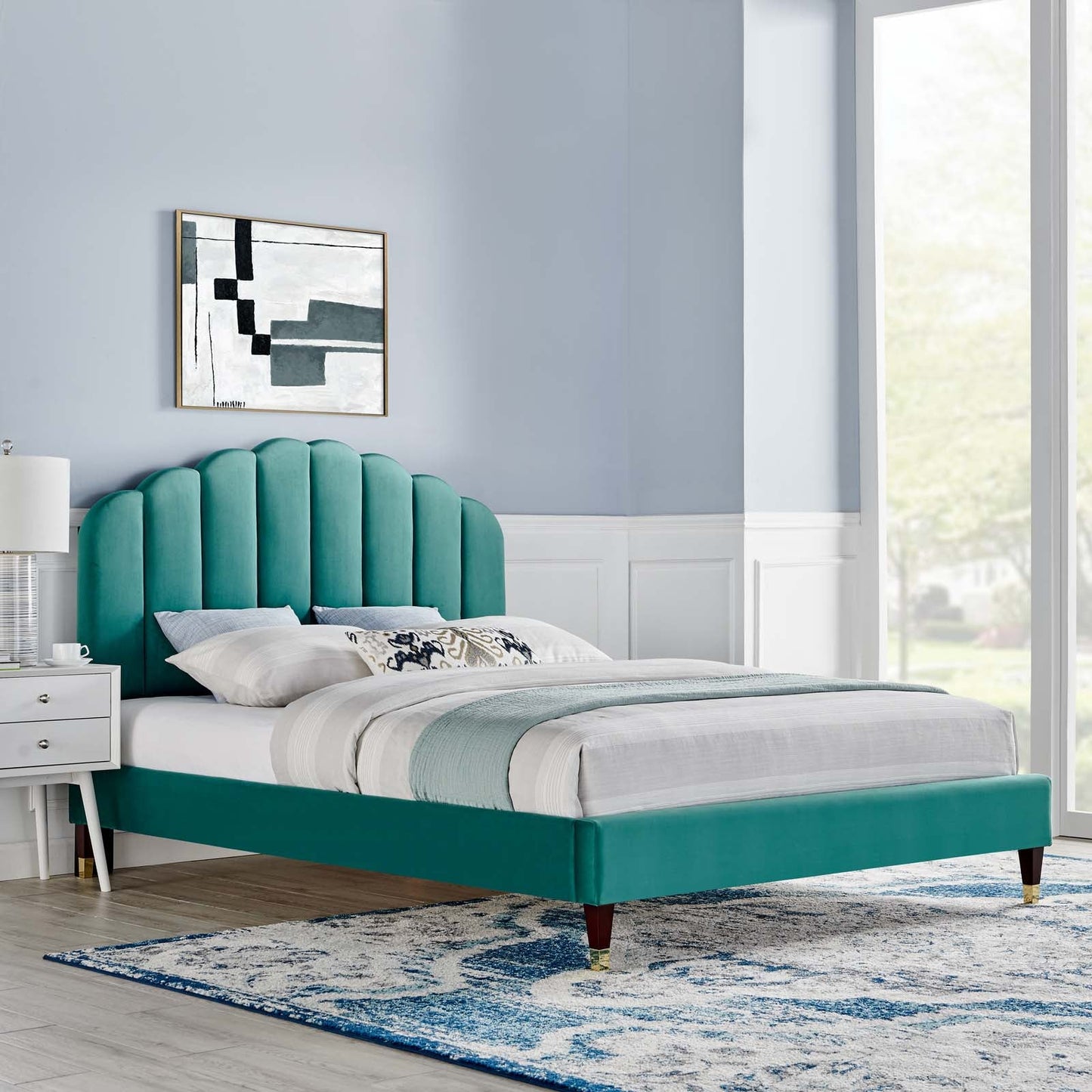 Daisy Performance Velvet Queen Platform Bed By Modway - MOD-6288-CHA | Beds |  Modishstore - 42