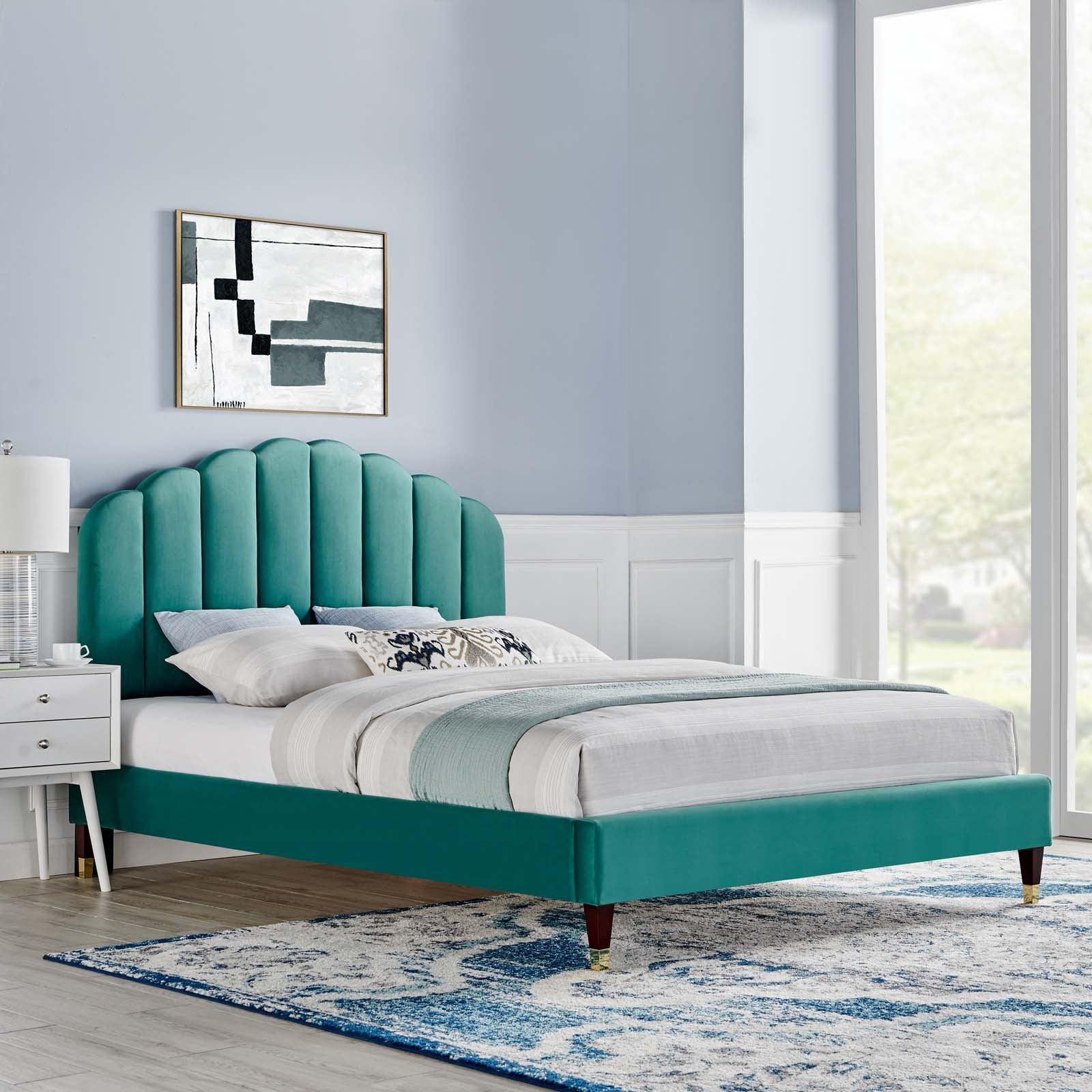 Daisy Performance Velvet Queen Platform Bed By Modway - MOD-6288-CHA | Beds |  Modishstore - 42