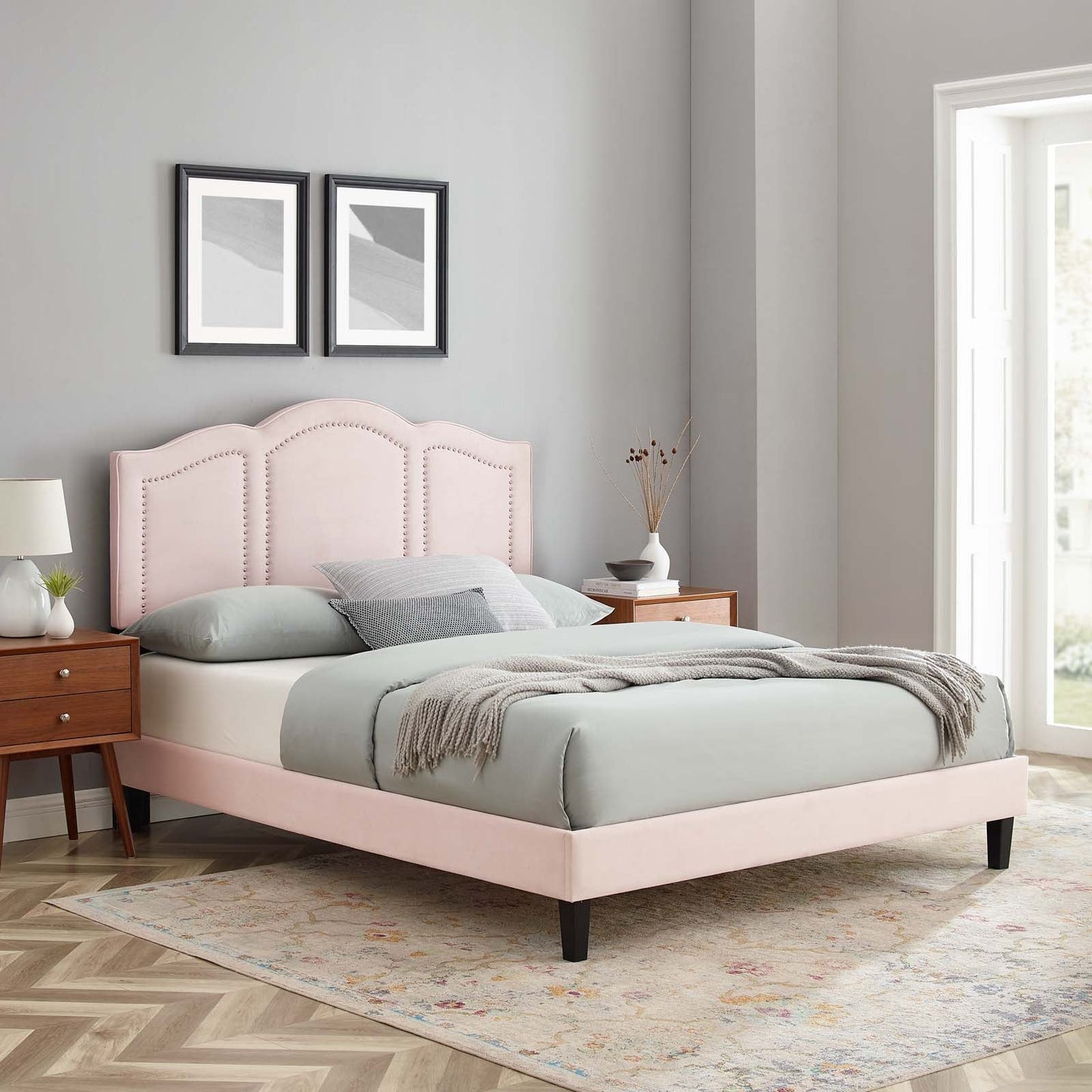 Emerson Performance Velvet Queen Platform Bed By Modway - MOD-6579 | Beds - 70