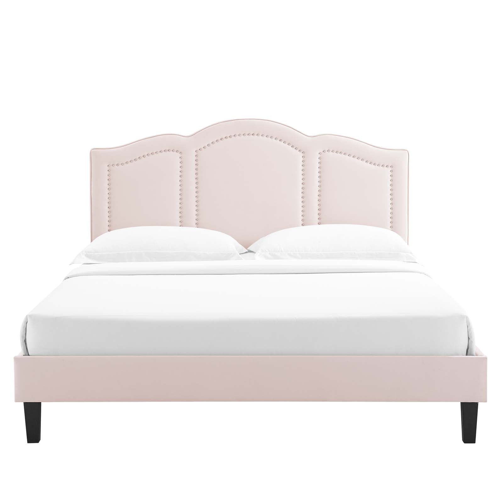 Emerson Performance Velvet Queen Platform Bed By Modway - MOD-6579 | Beds - 75