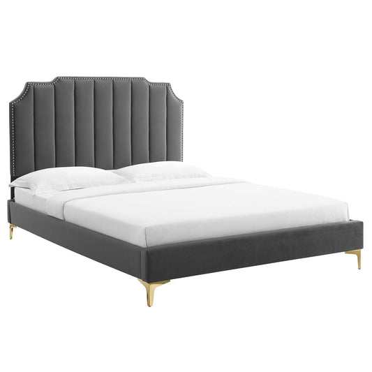 Colette Queen Performance Velvet Platform Bed By Modway - MOD-6583 | Beds