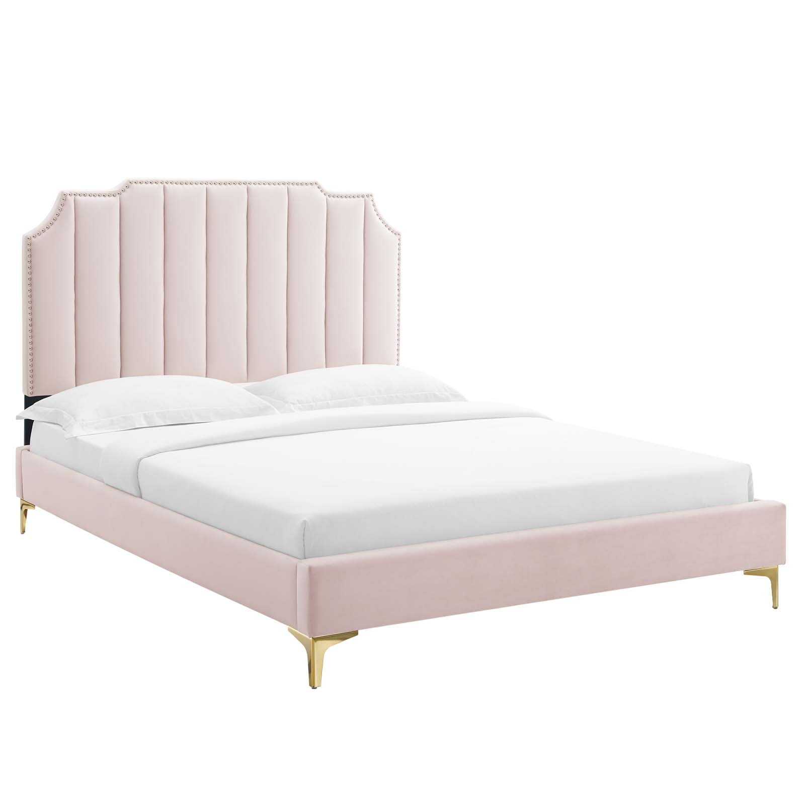 Colette Queen Performance Velvet Platform Bed By Modway - MOD-6583 | Beds - 81