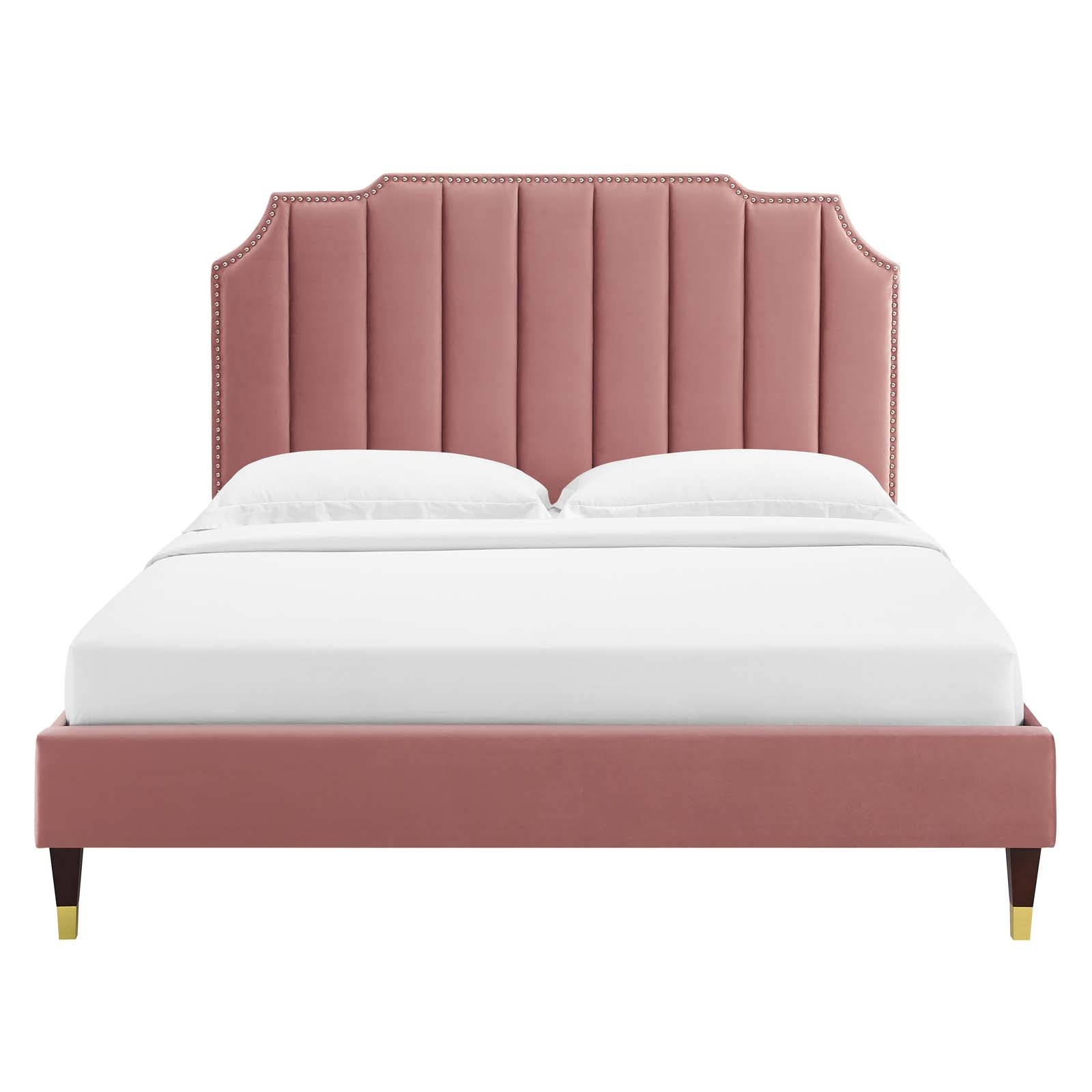 Colette Queen Performance Velvet Platform Bed By Modway - MOD-6584 | Beds - 28