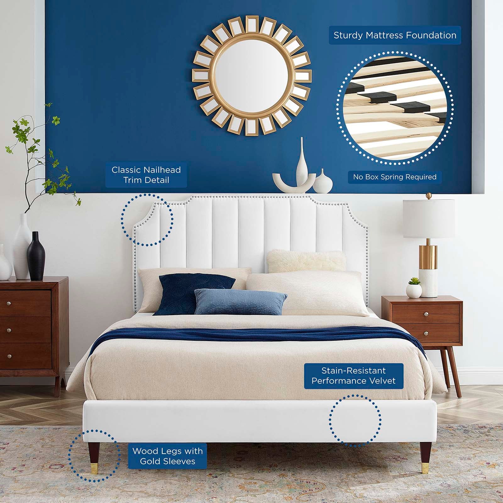 Colette Queen Performance Velvet Platform Bed By Modway - MOD-6584 | Beds - 121