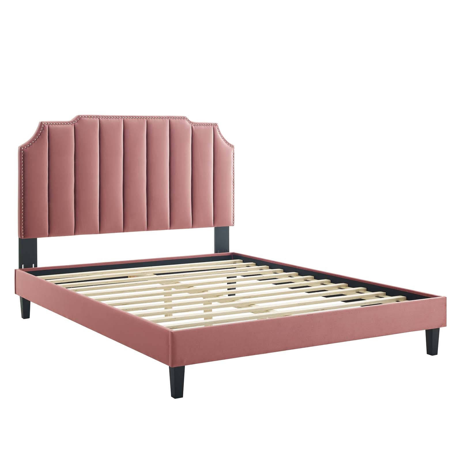 Colette Queen Performance Velvet Platform Bed By Modway - MOD-6585 | Beds - 26