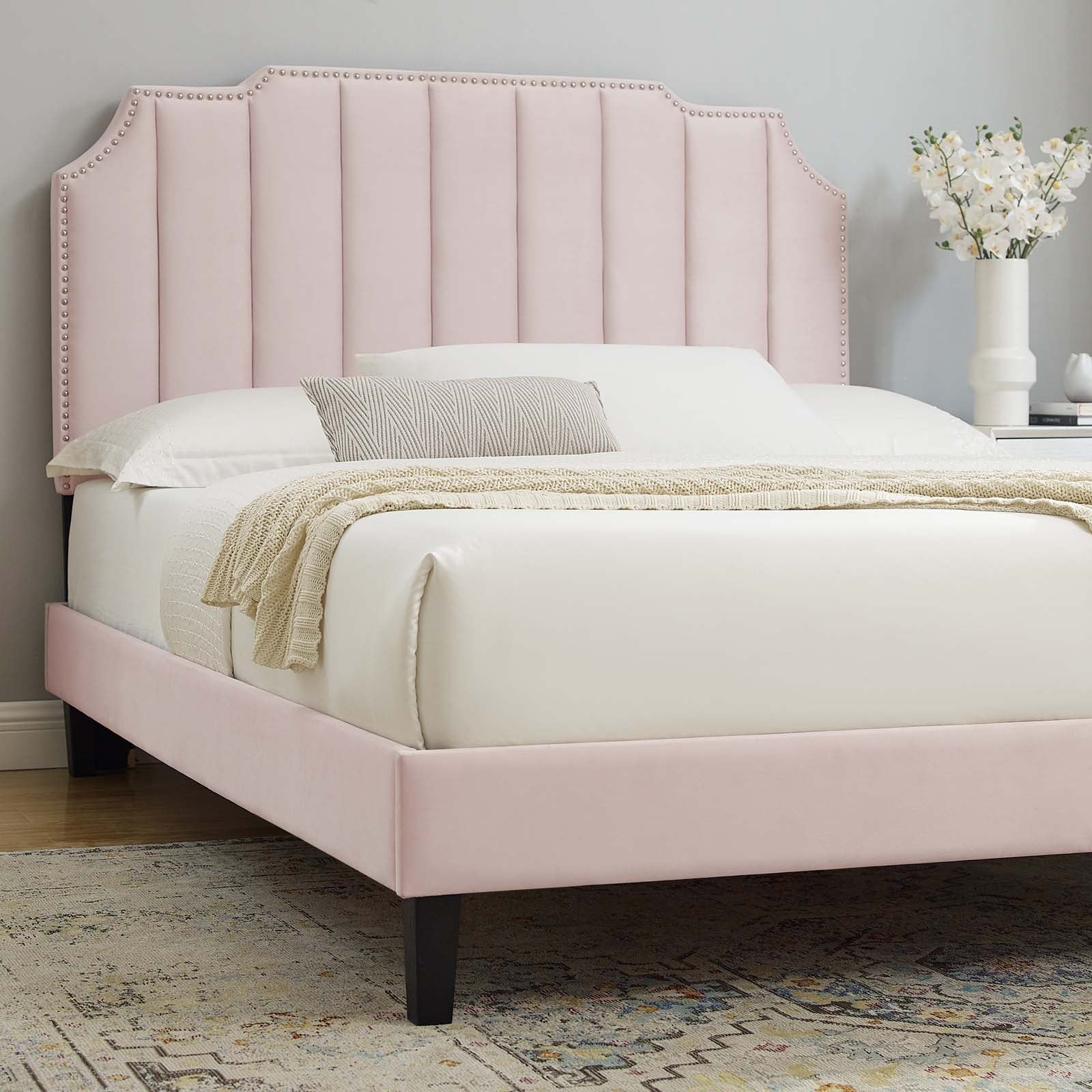 Colette Queen Performance Velvet Platform Bed By Modway - MOD-6585 | Beds - 88