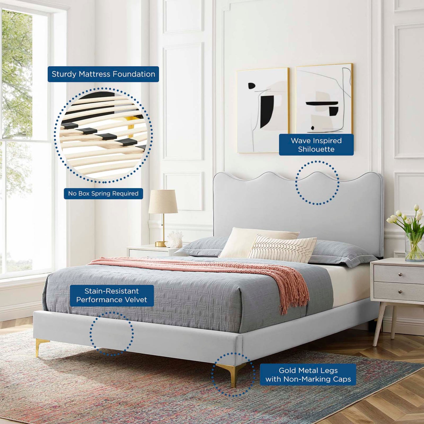 Current Performance Velvet Twin Platform Bed By Modway - MOD-6727-CHA | Beds |  Modishstore - 25