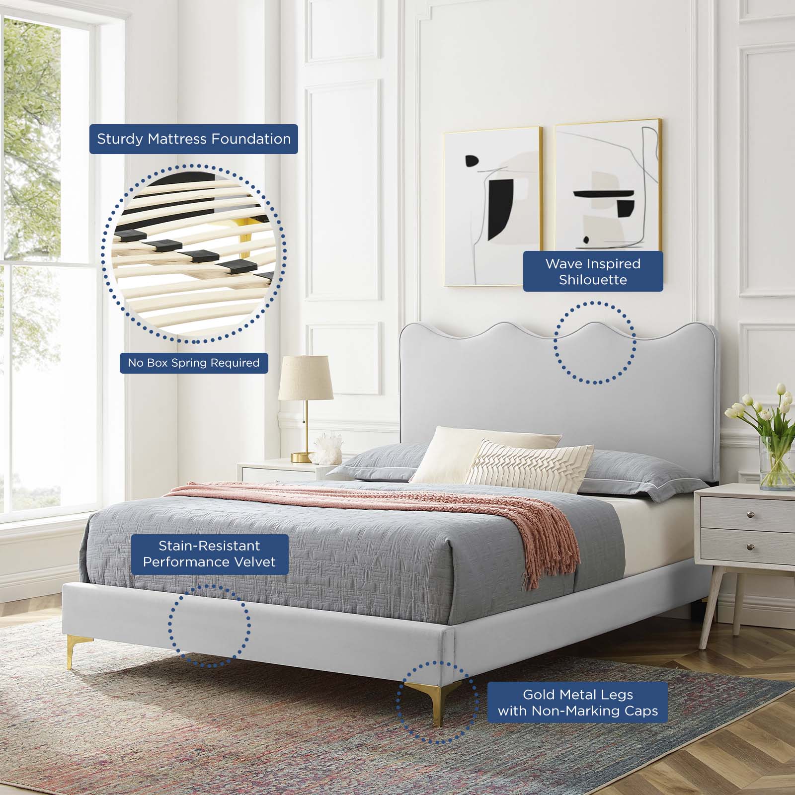 Current Performance Velvet Twin Platform Bed By Modway - MOD-6727-CHA | Beds |  Modishstore - 25