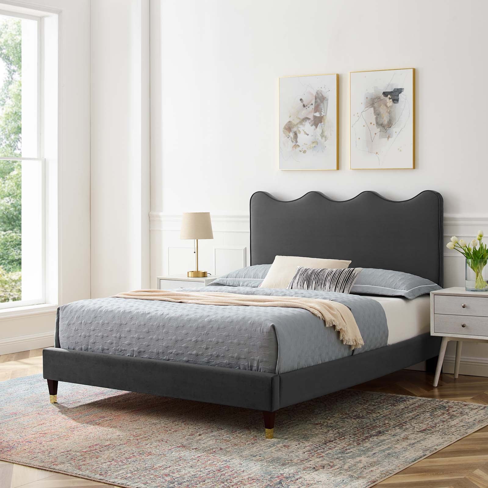 Current Performance Velvet Twin Platform Bed By Modway - MOD-6728-CHA | Beds |  Modishstore