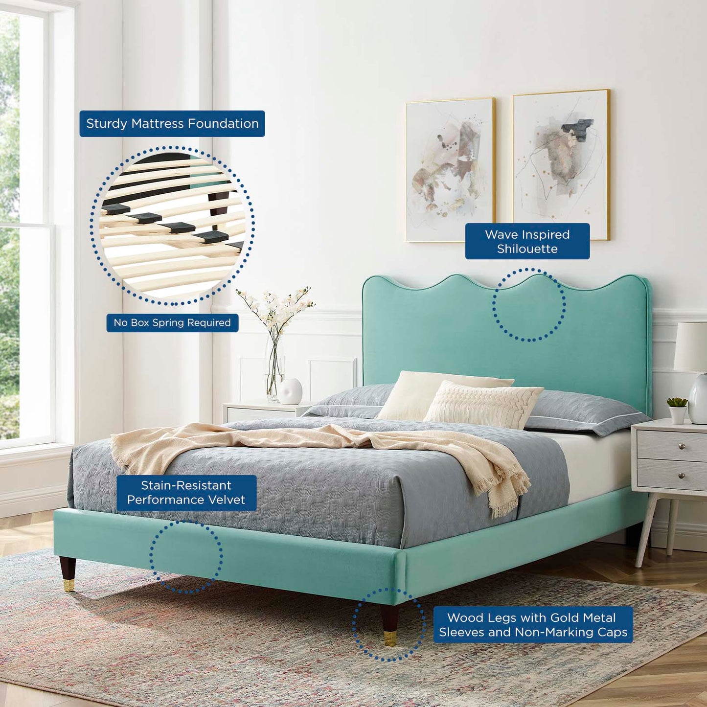 Current Performance Velvet Twin Platform Bed By Modway - MOD-6728-CHA | Beds |  Modishstore - 36