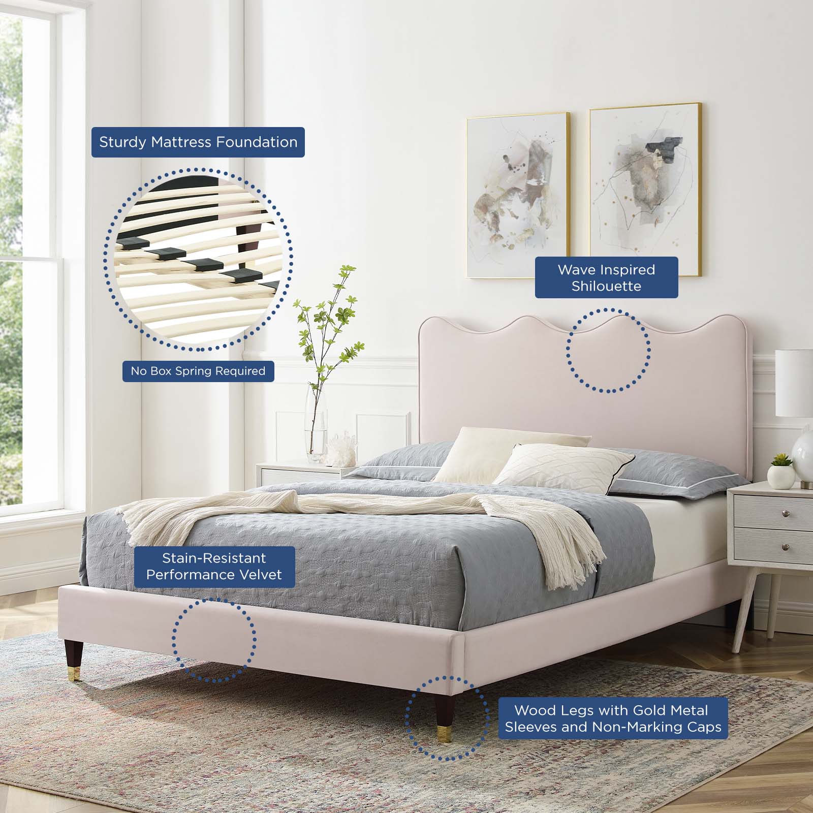 Current Performance Velvet Full Platform Bed By Modway - MOD-6731-CHA | Beds |  Modishstore - 58