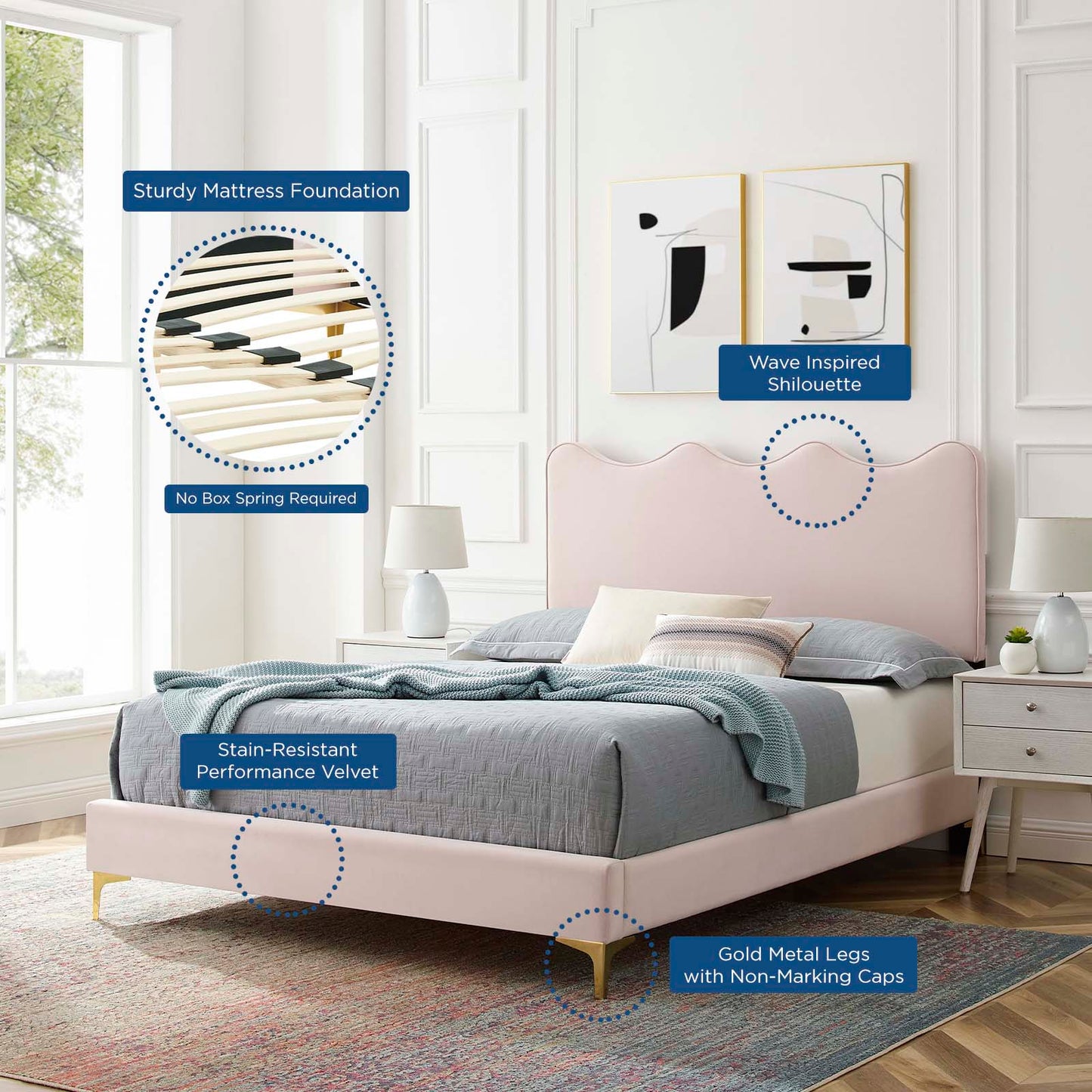 Current Performance Velvet Queen Platform Bed By Modway - MOD-6733-CHA | Beds |  Modishstore - 58