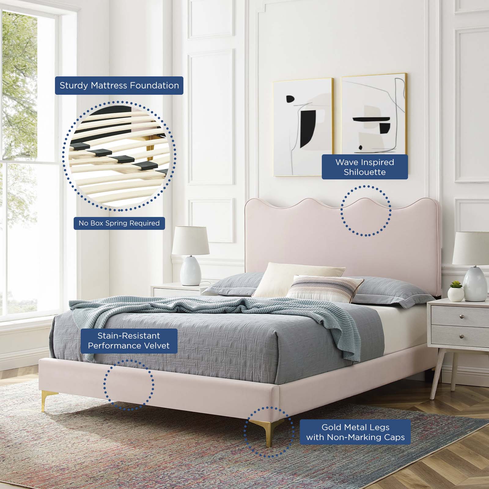 Current Performance Velvet Queen Platform Bed By Modway - MOD-6733-CHA | Beds |  Modishstore - 58