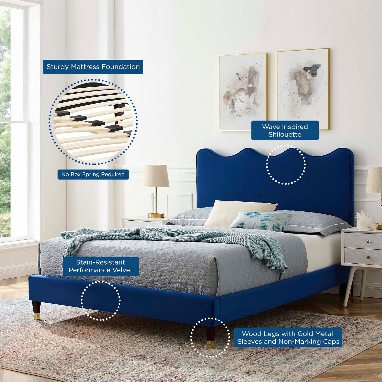 Current Performance Velvet Queen Platform Bed By Modway - MOD-6734-CHA | Beds |  Modishstore - 47