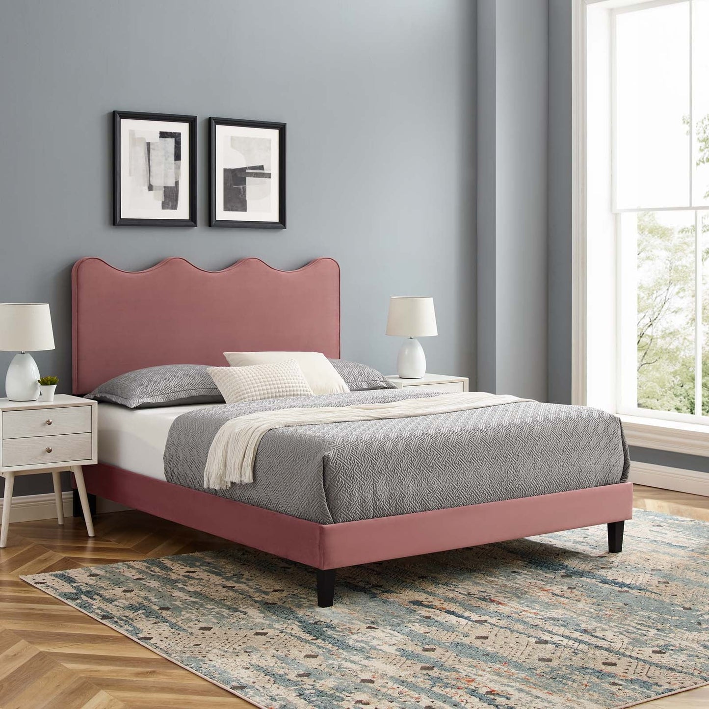 Current Performance Velvet Queen Platform Bed By Modway - MOD-6735-CHA | Beds |  Modishstore - 15