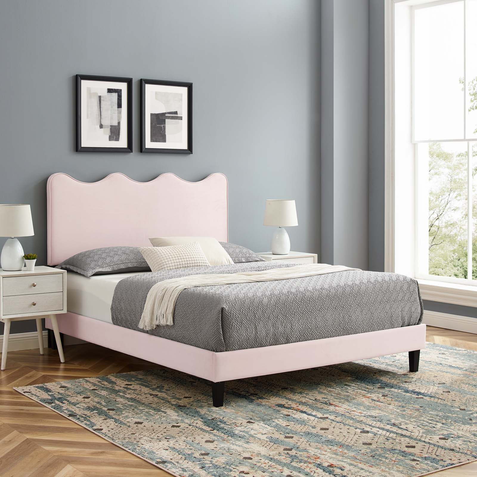 Current Performance Velvet Queen Platform Bed By Modway - MOD-6735-CHA | Beds |  Modishstore - 59