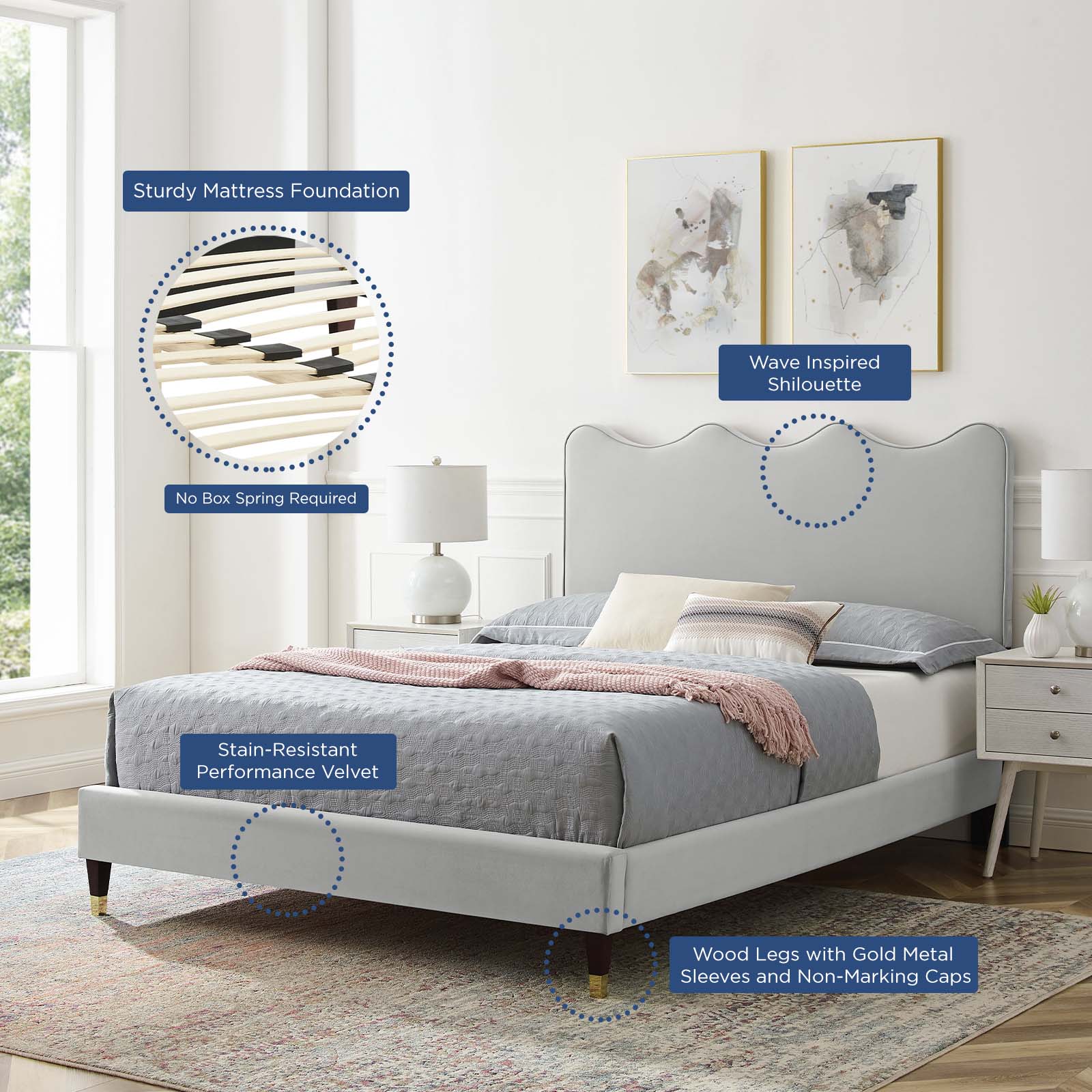 Current Performance Velvet King Platform Bed By Modway - MOD-6737-CHA | Beds |  Modishstore - 25