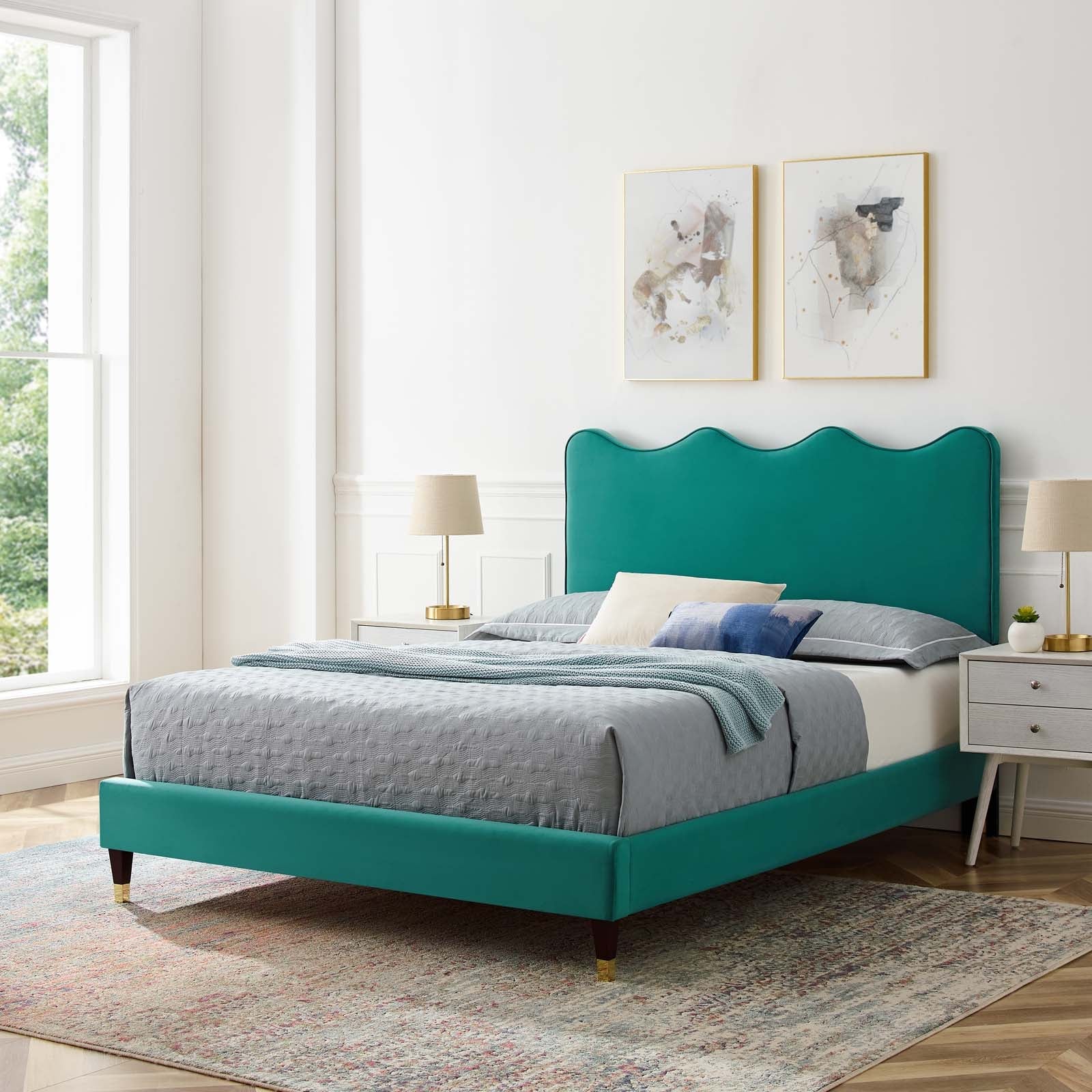 Current Performance Velvet King Platform Bed By Modway - MOD-6737-CHA | Beds |  Modishstore - 70