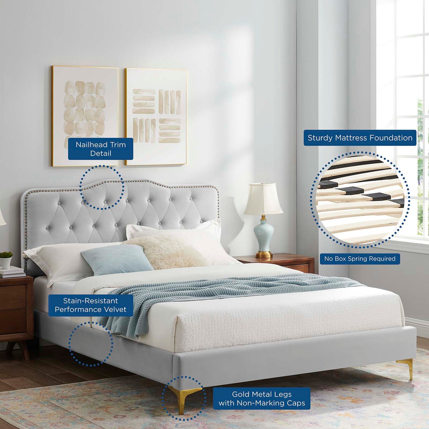 Amber Tufted Performance Velvet Twin Platform Bed By Modway - MOD-6778 | Beds - 37