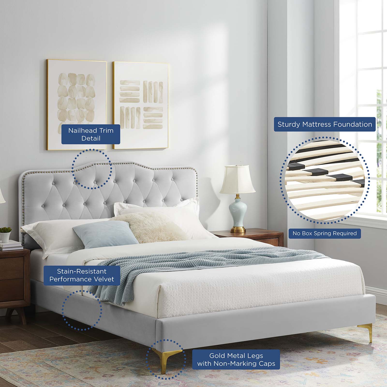 Amber Tufted Performance Velvet Twin Platform Bed By Modway - MOD-6778 | Beds - 37