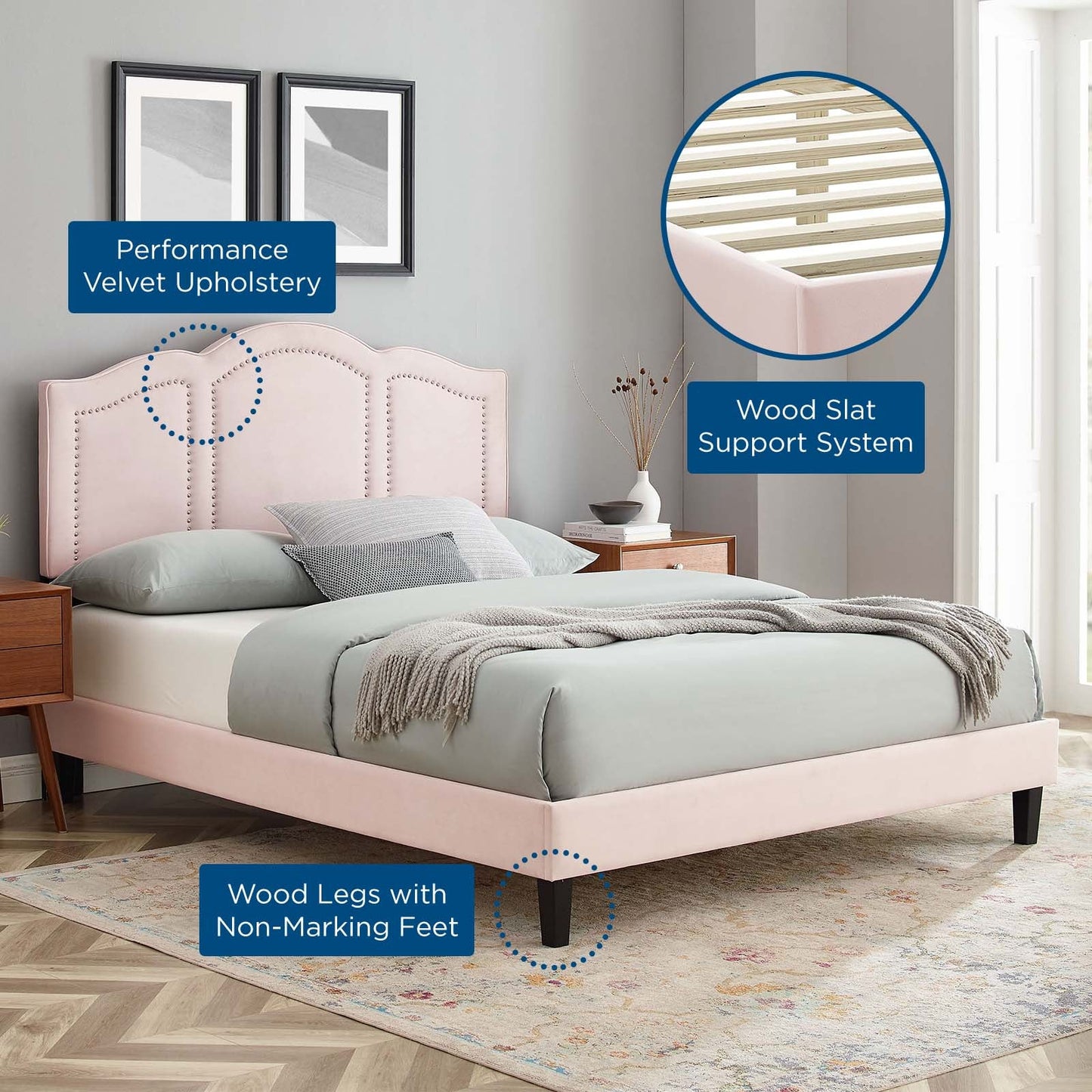 Emerson Performance Velvet Twin Platform Bed By Modway - MOD-6849 | Beds - 69