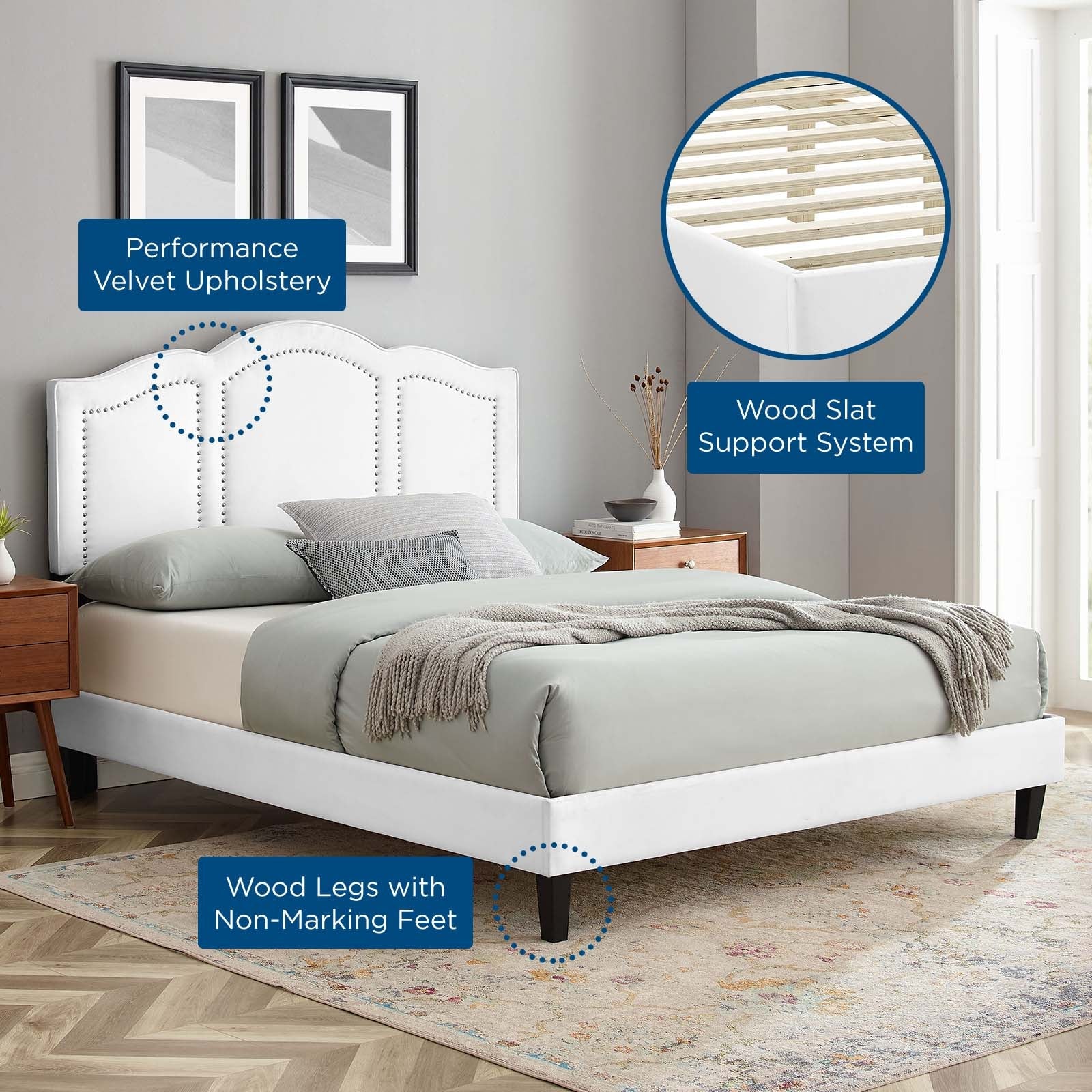 Emerson Performance Velvet Twin Platform Bed By Modway - MOD-6849 | Beds - 95