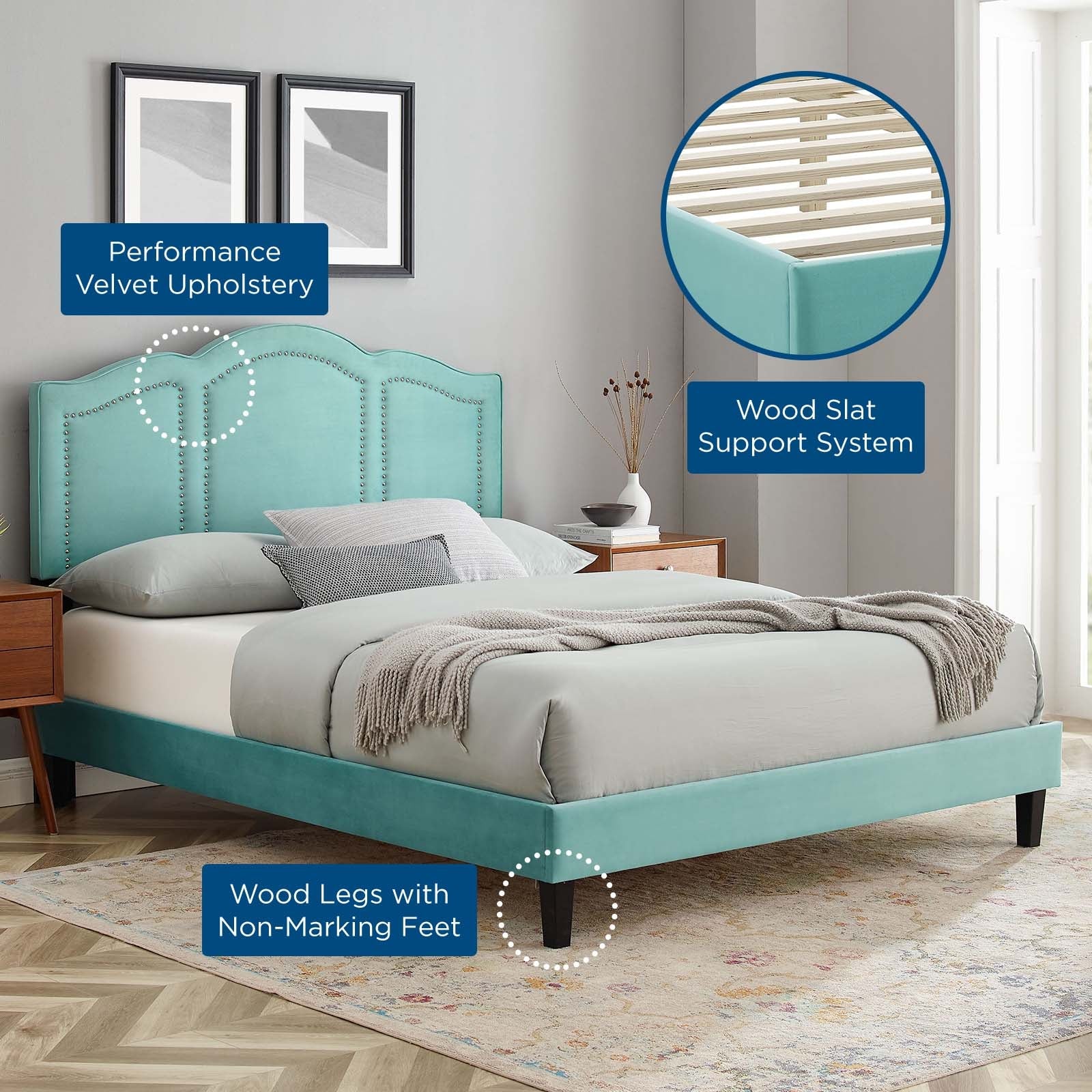 Emerson Performance Velvet Full Platform Bed By Modway - MOD-6855 | Beds - 44