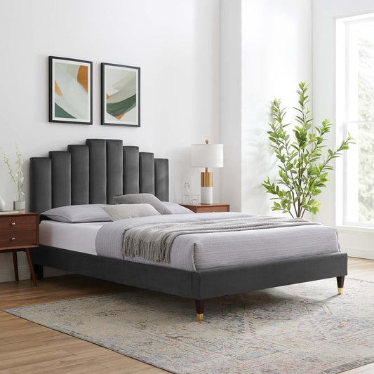 Elise King Performance Velvet Platform Bed By Modway | Headboards
