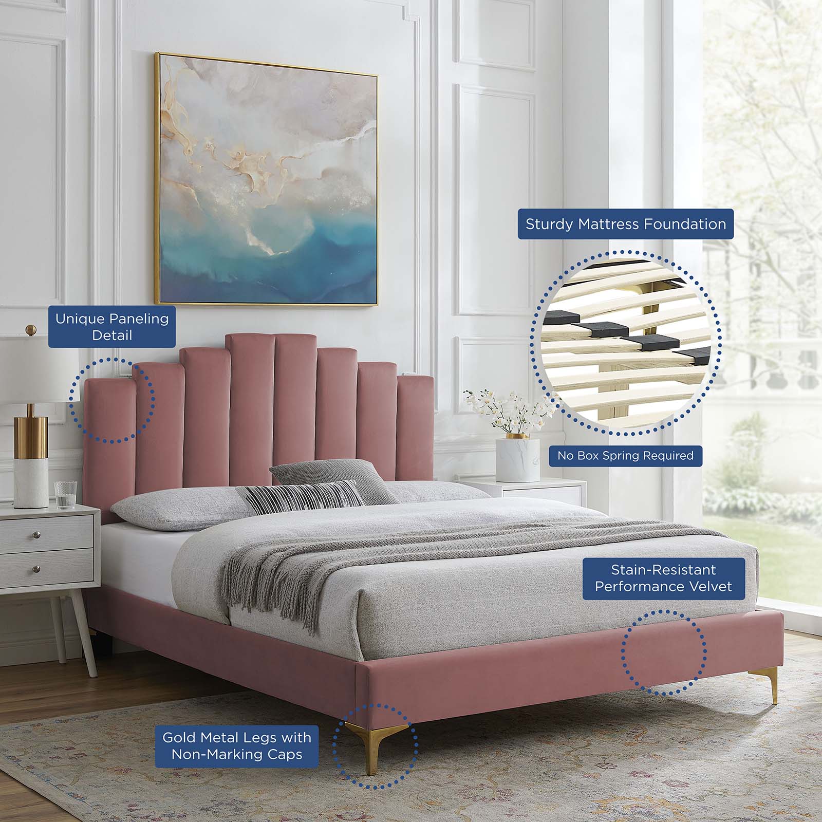 Elise Full Performance Velvet Platform Bed By Modway | Beds | 