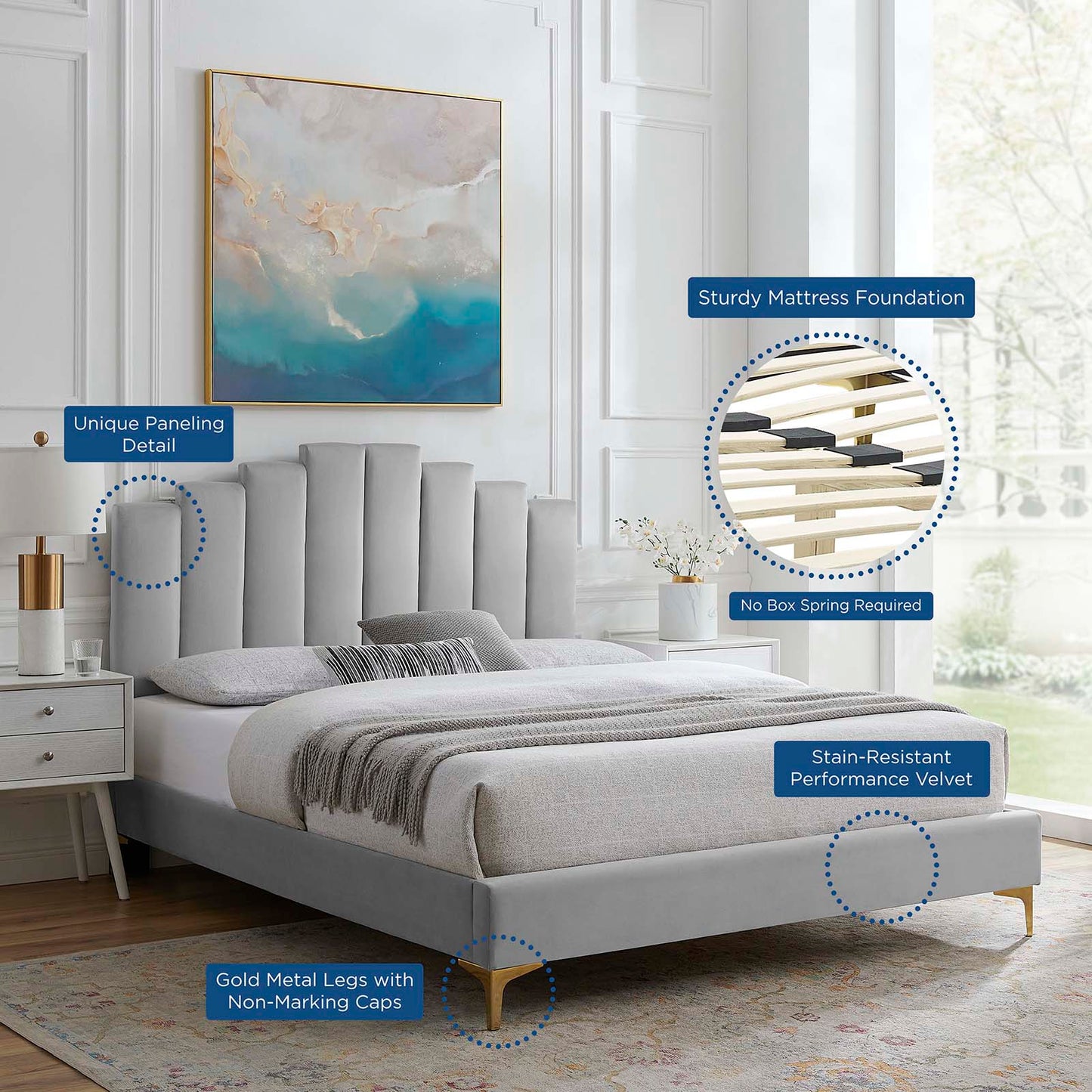 Elise Full Performance Velvet Platform Bed By Modway | Beds | 