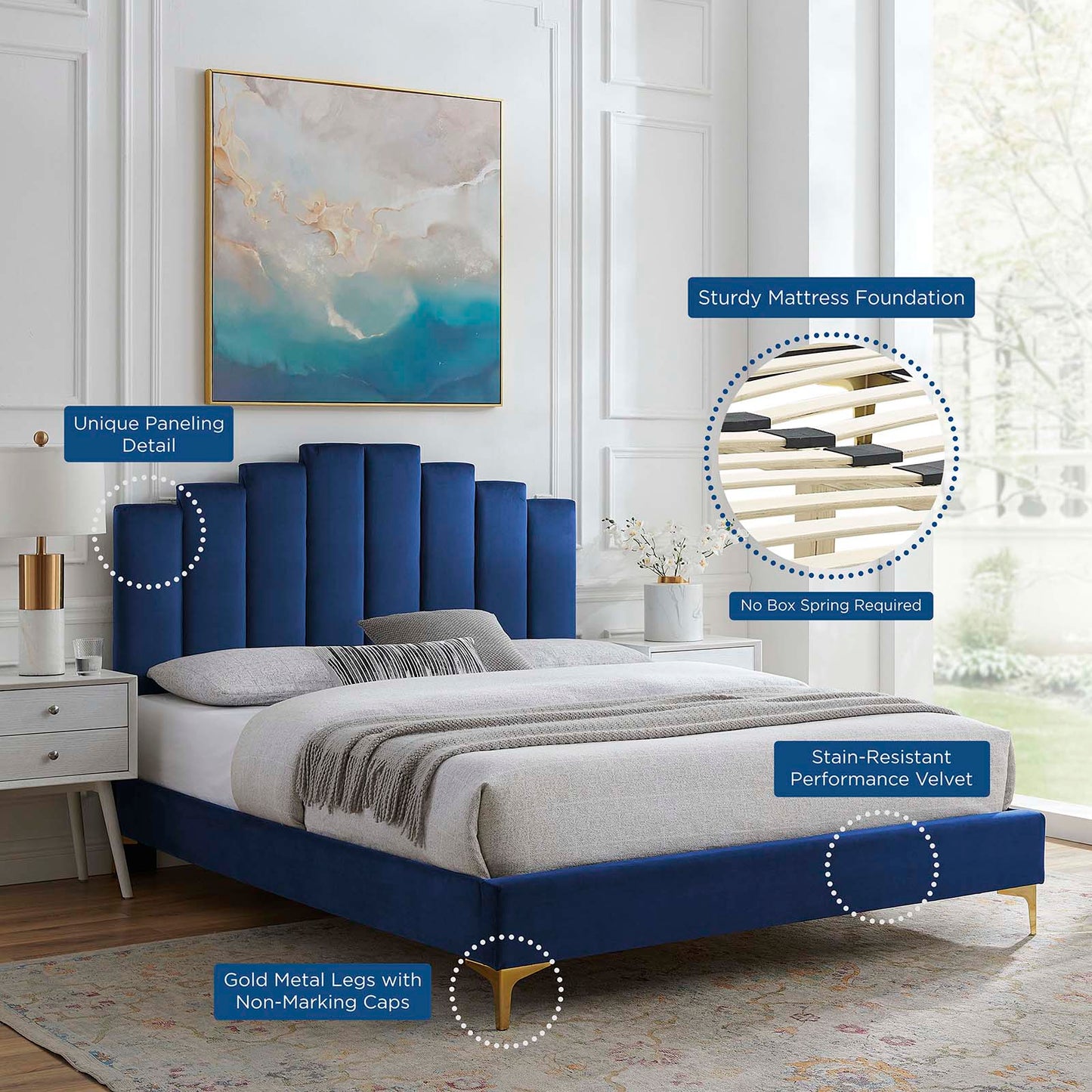 Elise Full Performance Velvet Platform Bed By Modway | Beds | 