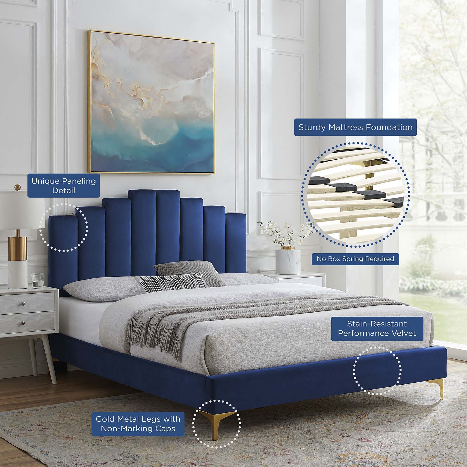 Elise Full Performance Velvet Platform Bed By Modway | Beds | 