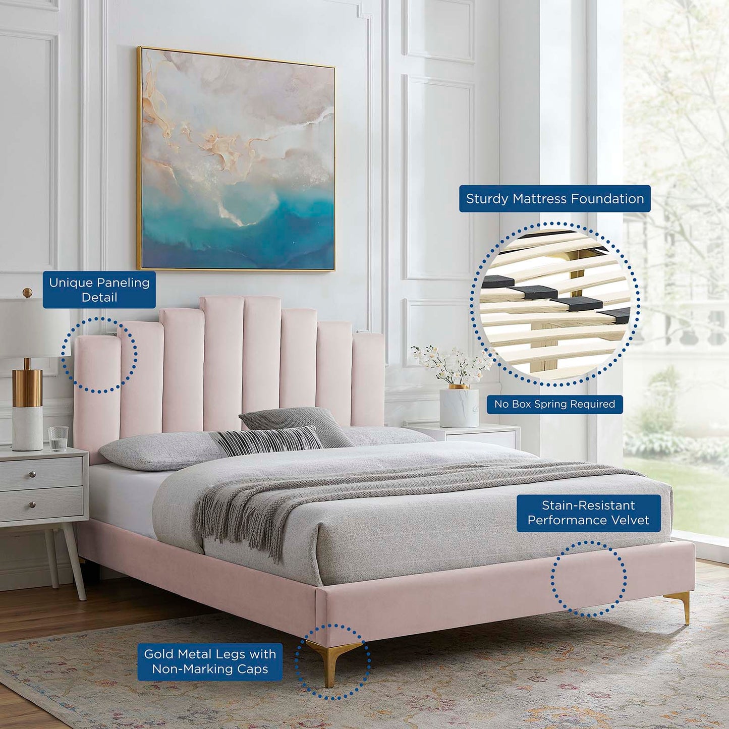 Elise Full Performance Velvet Platform Bed By Modway | Beds | 