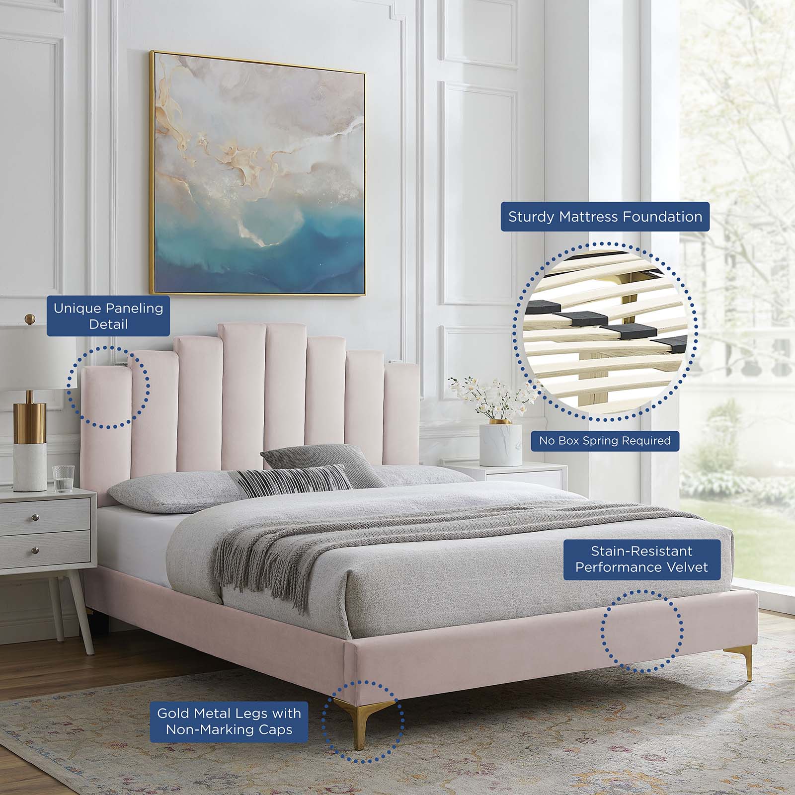 Elise Full Performance Velvet Platform Bed By Modway | Beds | 